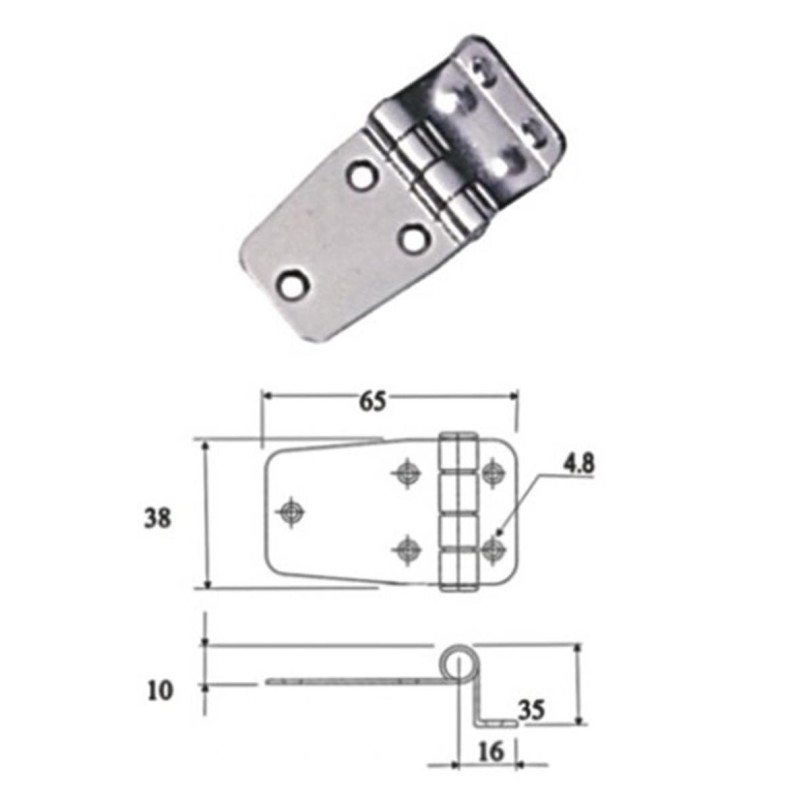INOX HINGE 64X37X2MM