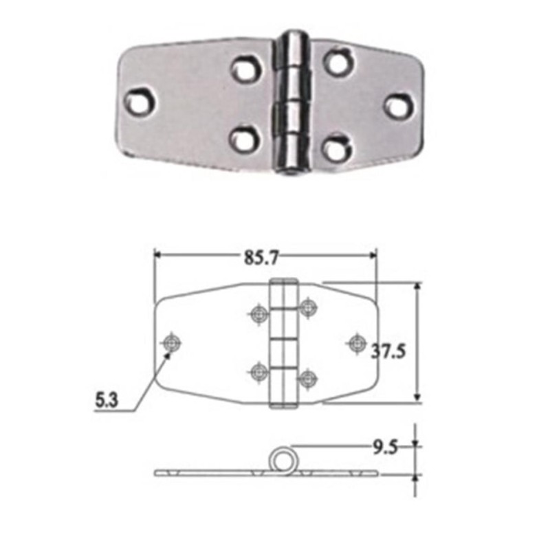 INOX HINGE 87X37MM
