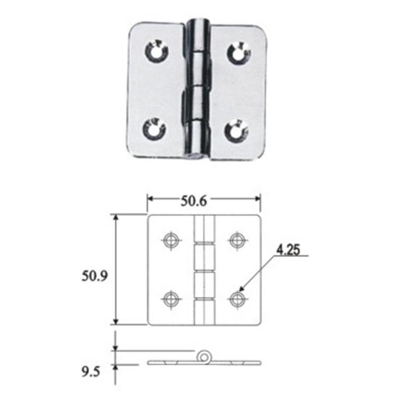 INOX HINGE 50X50X2MM