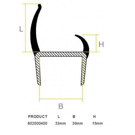 PVC PROFILE RUBBER 3.2M 33X15X30