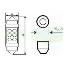 ΛΑΜΠΑ ΣΩΛΗΝΩΤΗ 24V-5W ΛΕΥΚΗ LED