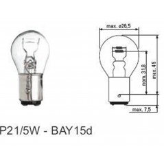 ΛΑΜΠΑ ΔΙΠΟΛΙΚΗ 12V-21/5W ΒΑΥ 15d