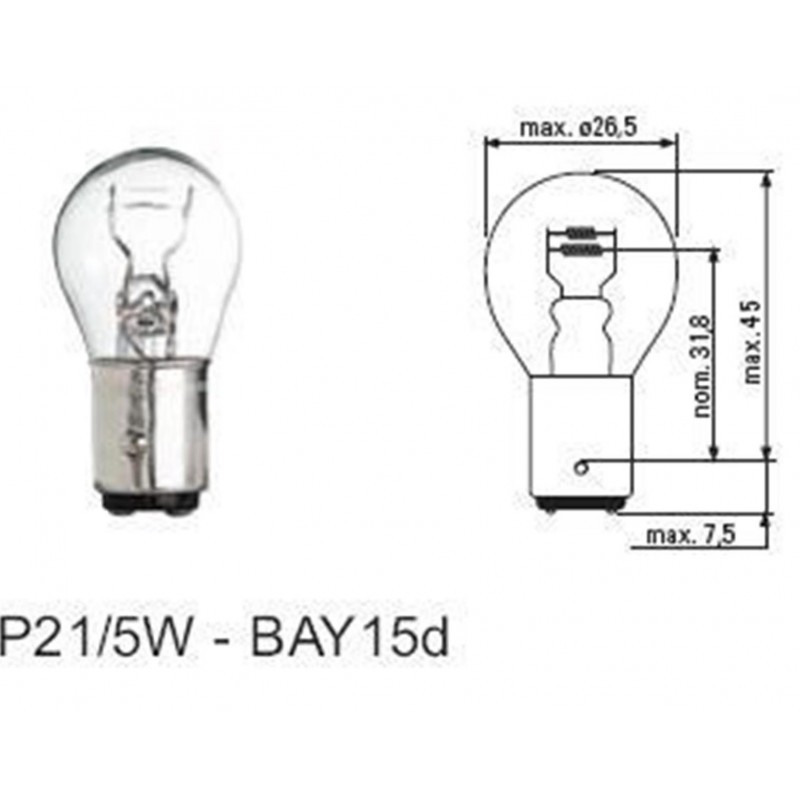 ΛΑΜΠΑ ΔΙΠΟΛΙΚΗ 12V-21/5W ΒΑΥ 15d