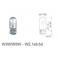 ΛΑΜΠΑ ΥΑΛΟΥ 12V 3W