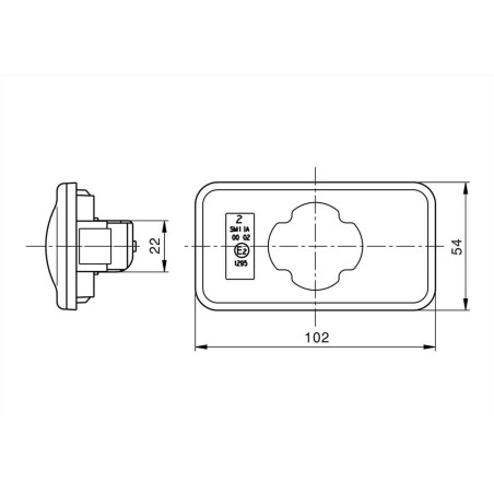 Side marker lamp SMD00 specific high temperature, amber housing, polycarbonate lens.