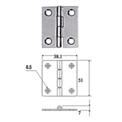INOX HINGE 38X50MM