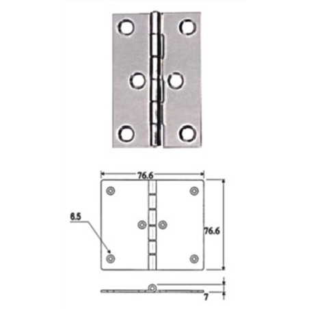 INOX HINGE 75X75MM